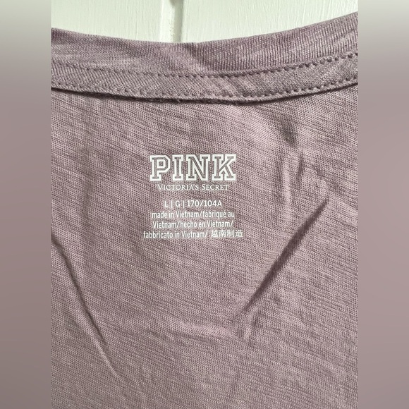 NEW NIP VS Victoria secret PINK shirt light mauve purple v-neck L large - Picture 2 of 6